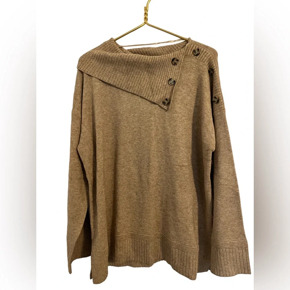 Westbound woman’s size 2X sweater with flap collar and buttons Camel color - Picture 1 of 6